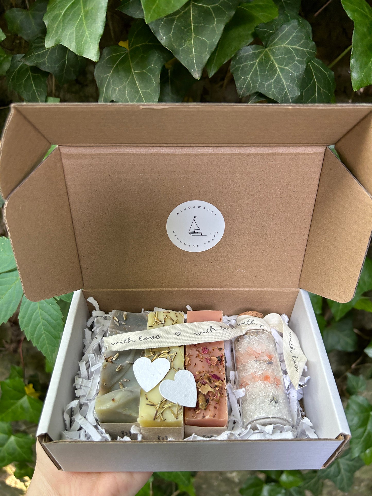 GIFT BOX ~ 3 SOAPS & LAVENDER SEA SALTS